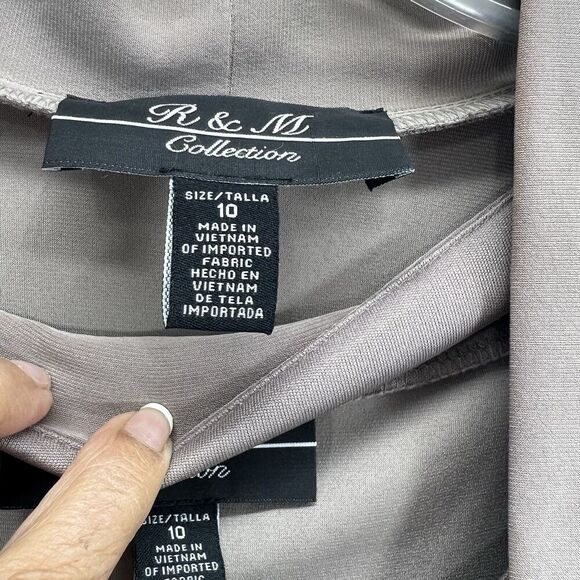 R&M Collection Women's Size 10 Formal Dress And Jacket Set Sequin Lace Tan Beige - Picture 9 of 16